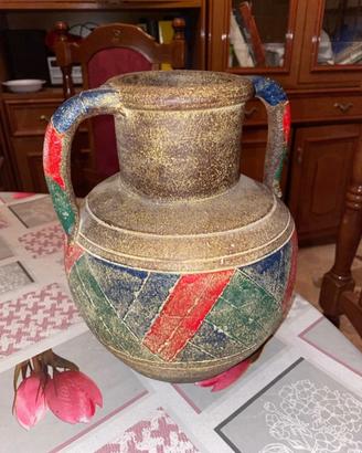 Vaso Anfora Vintage in Terracotta Decorata a Mano