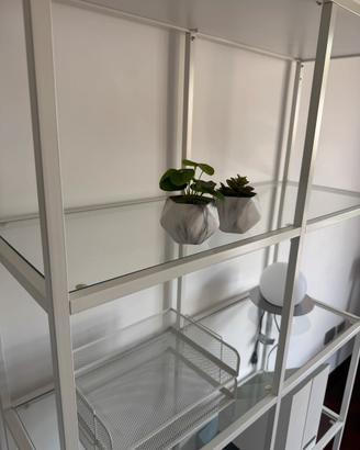 Scaffale IKEA VITTSJÖ bianco e vetro (100x175 cm)