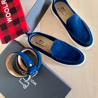 Scarpe mocassini e cintura Woolrich suede blu 40