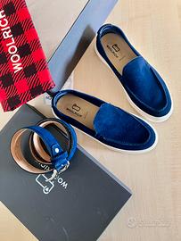 Scarpe mocassini e cintura Woolrich suede blu 40
