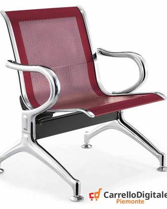 Panca per sala attesa 1 posto in acciaio Rosso