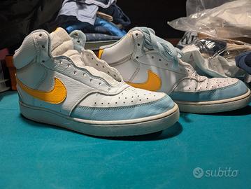 nike courtivision mid bianche gialle e turchesi