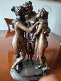 Scultura Statua Le Tre Grazie in Bronzo / Ottone P