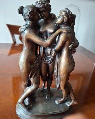 Scultura Statua Le Tre Grazie in Bronzo / Ottone P