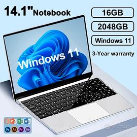 Laptop 14,1" 16 GB di RAM, 2 TB di SSD Intel N3700