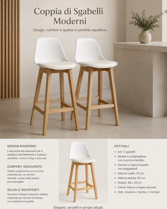 Coppia sgabelli moderni stile nordico