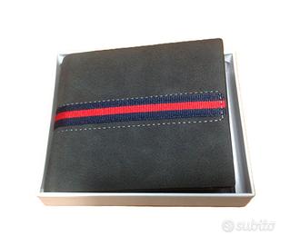 Portafoglio Uomo Tinta Unita Profilo In Tessuto