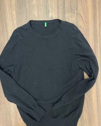 Maglione di cotone nero M Benetton