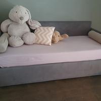 Divano letto imbottito con cassettoni  90×200 