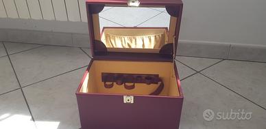 Beauty case rigido pelle Bordeaux