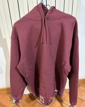 Felpa Supreme  M con cappuccio nuova color prugna