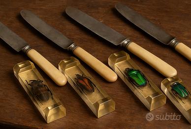 Set 4 poggia coltelli insetti wunderkammer vintage