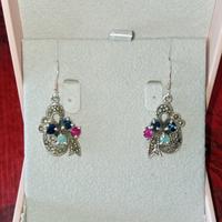 orecchini arg.925 Rub./zaff./smeraldo 