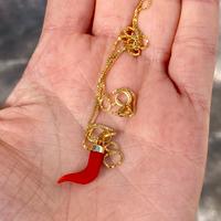 Collana argento 925 dorato con cornetto corallo