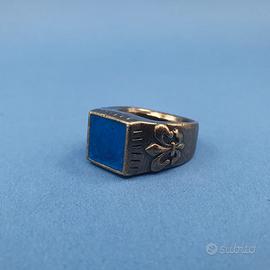 ANELLO VINTAGE "PIETRO FERRANTE" CON SMALTO BLU