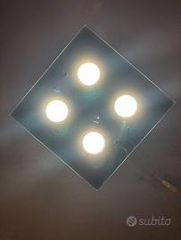 Lampada soffitto quadrata 40cm vetro tortora