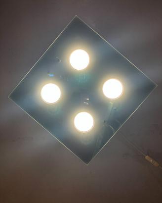 Lampada soffitto quadrata 40cm vetro tortora