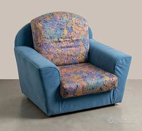Poltrona Vintage con Tessuto Floreale e Struttura