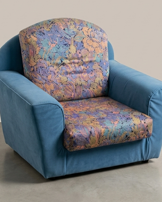 Poltrona Vintage con Tessuto Floreale e Struttura