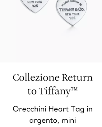 TIFFANY ciondolo più orecchini a forma di CUORE