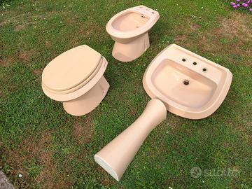 Wc water + bidet + lavabo rosa in ceramica 