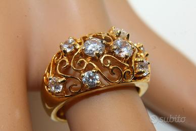 Stupendo anello oro su argento e zirconi