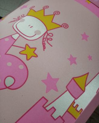 2 applique per cameretta bimba rosa principessa 