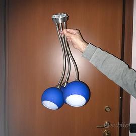 Lampada a soffitto tre luci snodabili Vetro Blu
