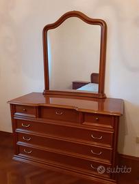 Comò con specchio stile classico in ciliegio