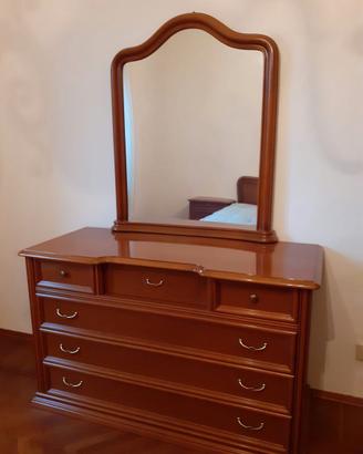 Comò con specchio stile classico in ciliegio