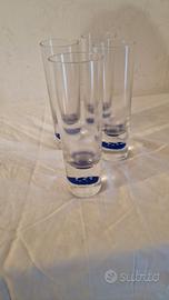 Bicchieri in vetro artistico con bolle blu 4 pezzi
