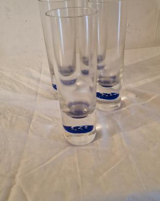 Bicchieri in vetro artistico con bolle blu 4 pezzi