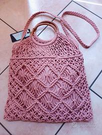 Borsa macrame' rosa