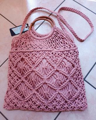 Borsa macrame' rosa