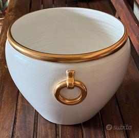 Cachepot Portavaso Vintage Italica Ars B.co Oro Z.