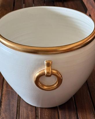 Cachepot Portavaso Vintage Italica Ars B.co Oro Z.