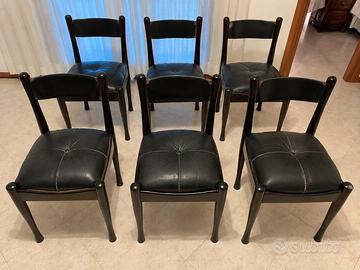 6 sedie vintage anni '70 stile Bernini.