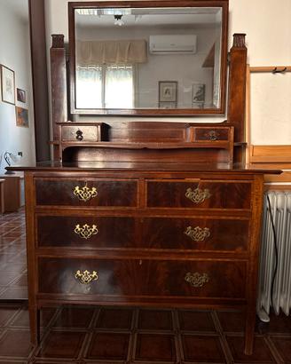 CASSETTIERA IN LEGNO con specchiera