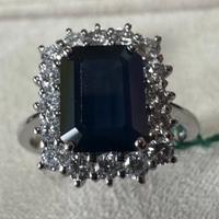 ANELLO ORO 18kt. DIAMANTI E ZAFFIRO OTTAGONALE