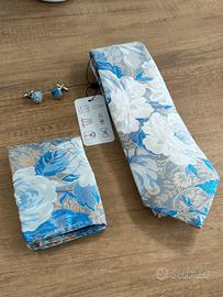 🇮🇹 Cravatta elegante + pochette e gemelli