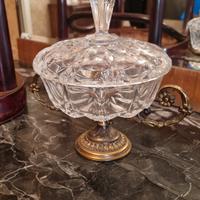 porta bonbon vintage di cristallo e bronzo