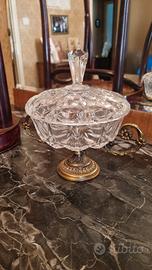 porta bonbon vintage di cristallo e bronzo