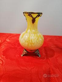 Vetro di Murano vasetto con ottone