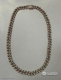 Collana cubana argento rosso 925 e zirconi