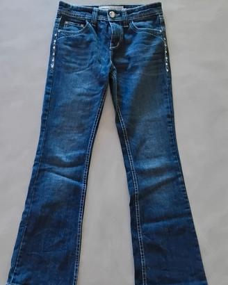 jeans a zampa con tasche decorate tg 10-12 bershka