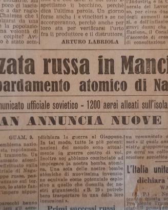 IL TEMPO 10 Agosto 1945 - BOMBA ATOMICA NAGASAKI