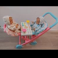 Passeggino gemellare bambole