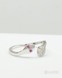 Anello - 14 carati Oro bianco Rubino - Diamante