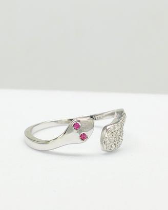 Anello - 14 carati Oro bianco Rubino - Diamante