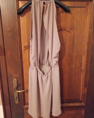 Abito Motivi corto tortora con schiena scoperta S